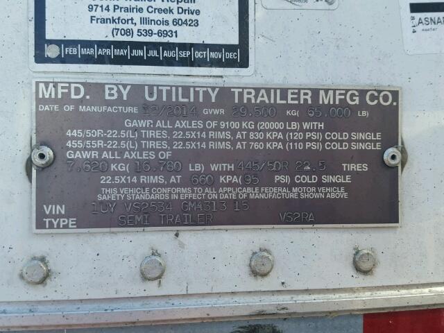 1UYVS2534GM431315 - 2016 UTILITY TRAILER BURN photo 10