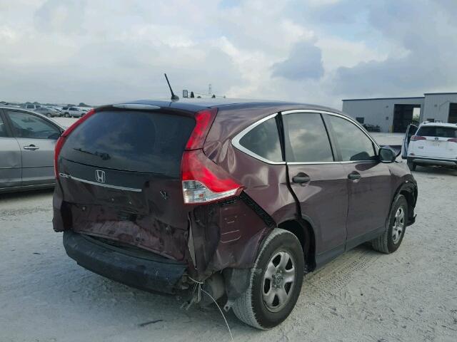 5J6RM3H37EL011928 - 2014 HONDA CR-V BURGUNDY photo 4