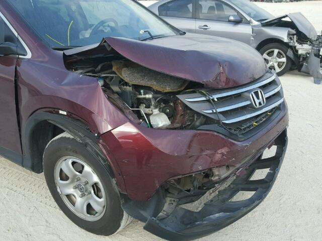 5J6RM3H37EL011928 - 2014 HONDA CR-V BURGUNDY photo 9