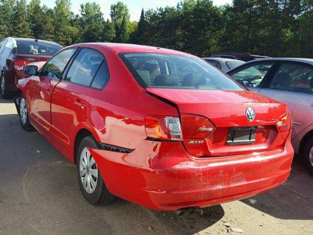 3VW2K7AJ4CM378386 - 2012 VOLKSWAGEN JETTA RED photo 3