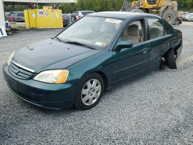 2HGES26771H565389 - 2001 HONDA CIVIC EX GREEN photo 2