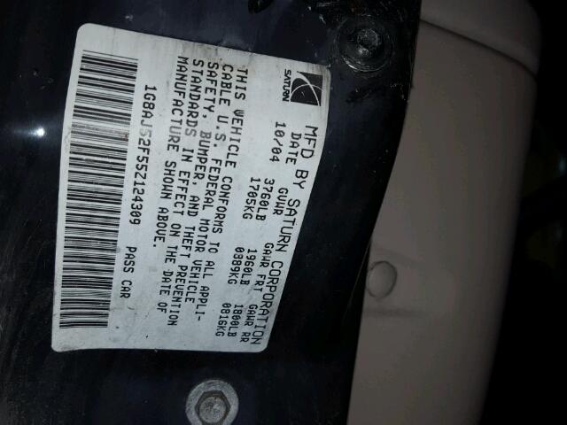 1G8AJ52F55Z124309 - 2005 SATURN ION LEVEL TEAL photo 10