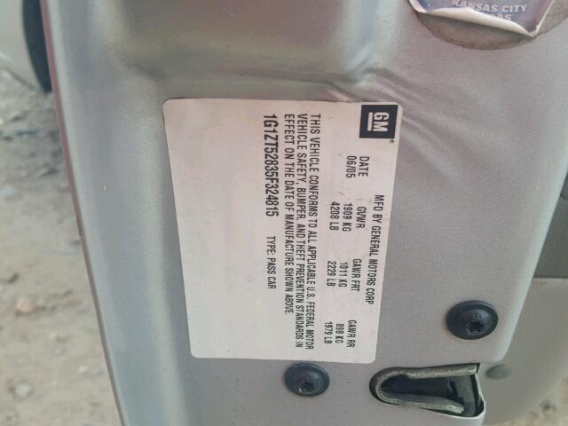 1G1ZT52835F324815 - 2005 CHEVROLET MALIBU LS ვერცხლისფერი ფოტო 10