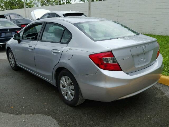 19XFB2F59CE074869 - 2012 HONDA CIVIC LX SILVER photo 3