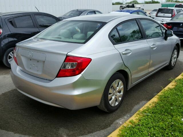 19XFB2F59CE074869 - 2012 HONDA CIVIC LX SILVER photo 4