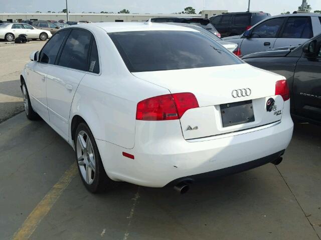 WAUDF78E97A036893 - 2007 AUDI A4 WHITE photo 3