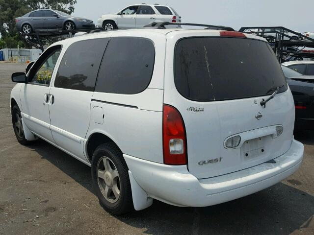 4N2ZN15T51D826593 - 2001 NISSAN QUEST GXE WHITE photo 3