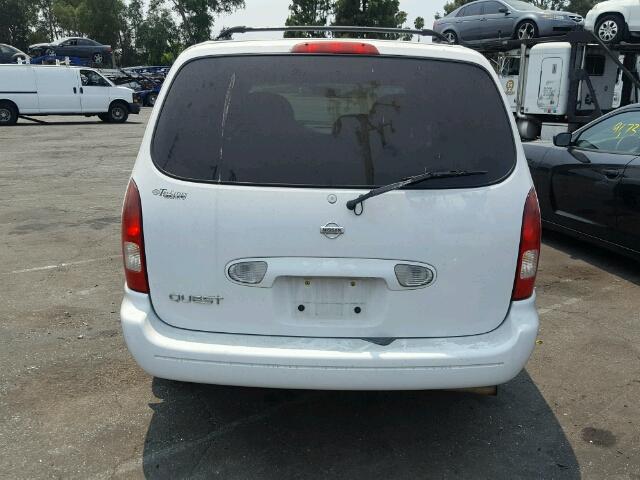 4N2ZN15T51D826593 - 2001 NISSAN QUEST GXE WHITE photo 9