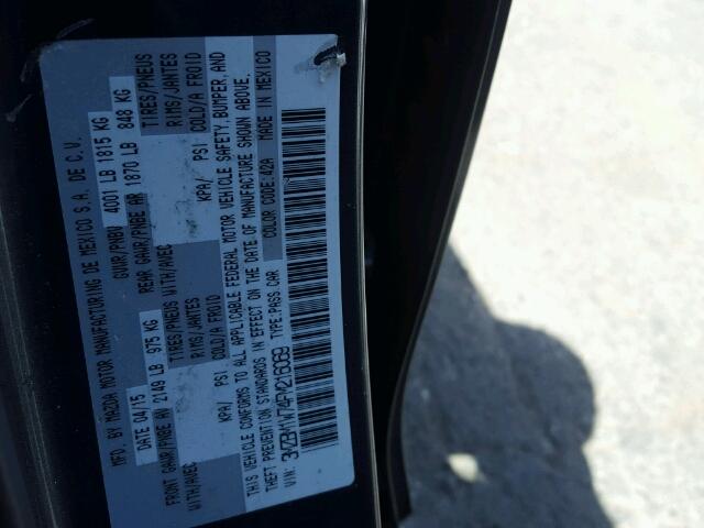 3MZBM1W74FM216069 - 2015 MAZDA 3 GRAND TO CHARCOAL photo 10