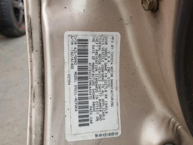 4T1SV21E5MU444470 - 1991 TOYOTA CAMRY DLX TAN photo 10