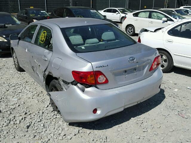 2T1BU40E89C188799 - 2009 TOYOTA COROLLA BA SILVER photo 3