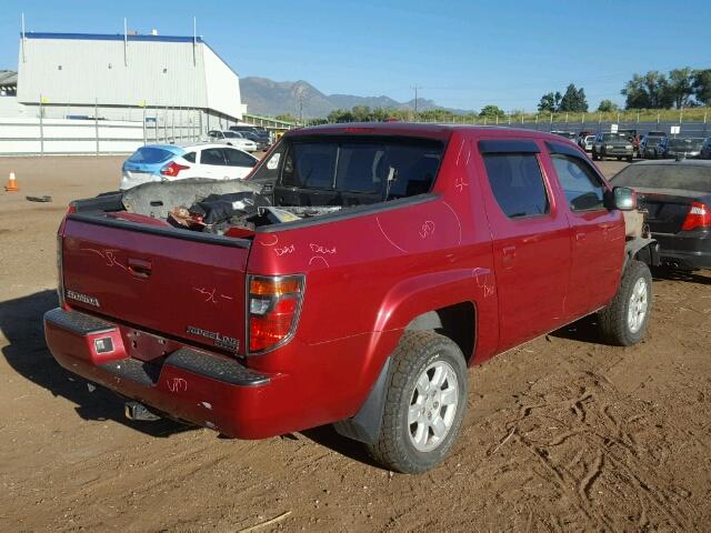 2HJYK16556H535976 - 2006 HONDA RIDGELINE RED photo 4