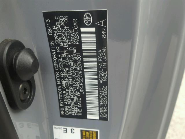 JTKJF5C77E3078301 - 2014 TOYOTA SCION TC 灰色 照片 10