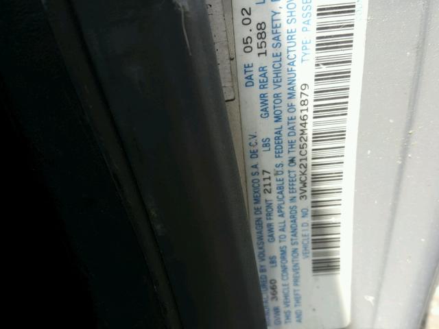 3VWCK21C52M461879 - 2002 VOLKSWAGEN NEW BEETLE ვერცხლისფერი ფოტო 10