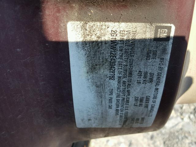 2G1WW12E439428762 - 2003 CHEVROLET MONTE CARL 栗色 照片 10