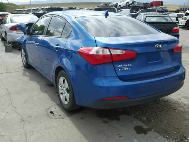 KNAFX4A66F5339709 - 2015 KIA FORTE LX BLUE photo 3