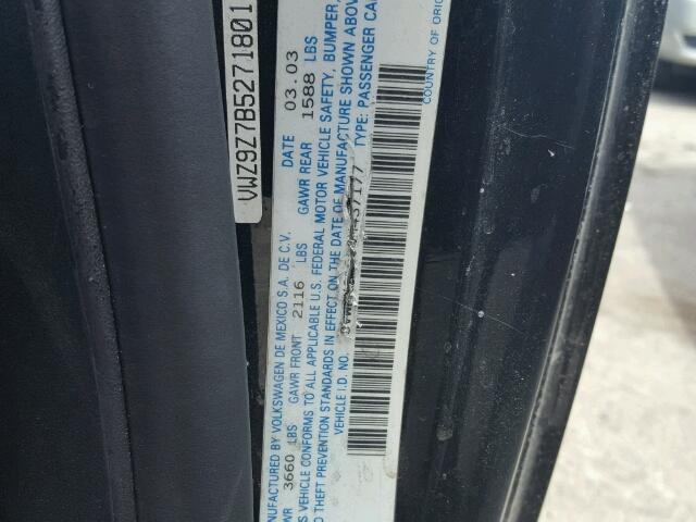 3VWBK21C03M437177 - 2003 VOLKSWAGEN NEW BEETLE 黑色 照片 10