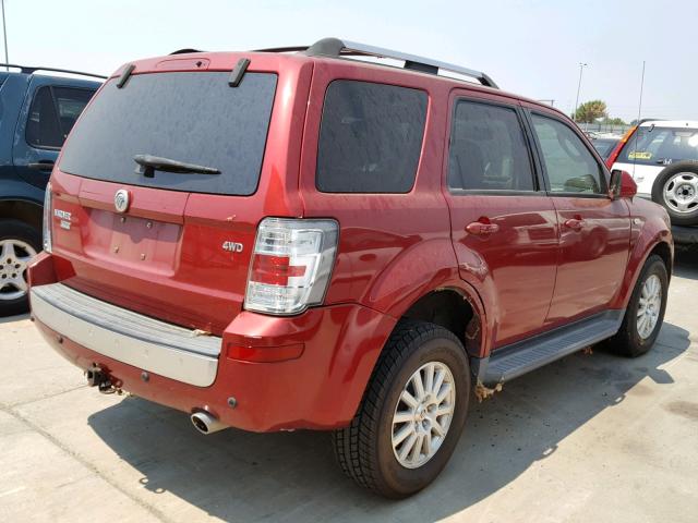 4M2CU97GX9KJ01681 - 2009 MERCURY MARINER PR RED photo 4