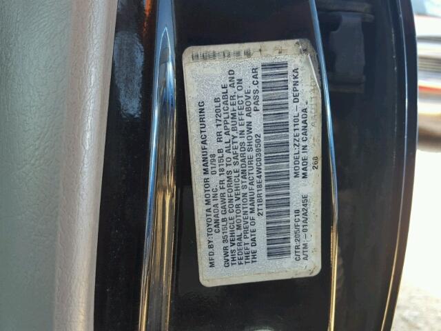 2T1BR18E4WC039502 - 1998 TOYOTA COROLLA BLACK photo 10