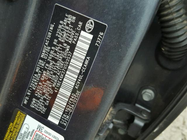 4T1BE46K27U503537 - 2007 TOYOTA CAMRY LE GRAY photo 10