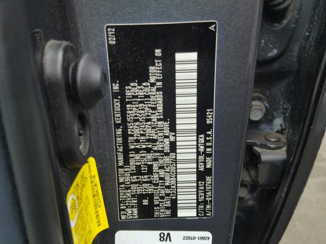 4T3ZA3BB4CU057760 - 2012 TOYOTA VENZA SILVER photo 10