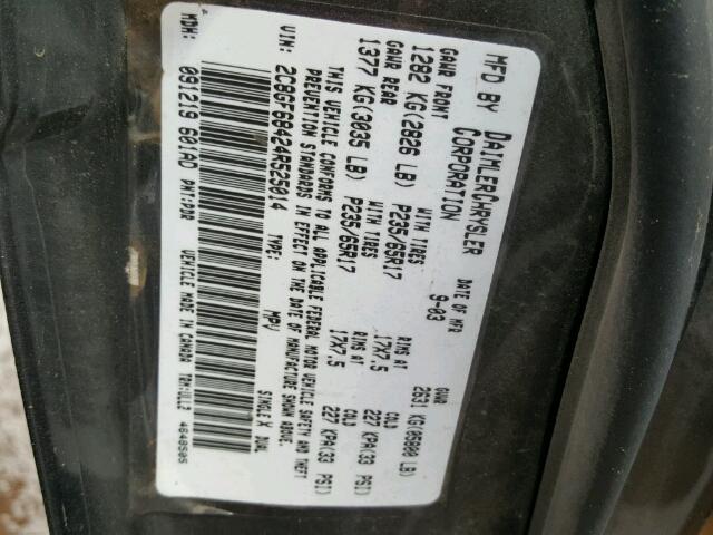 2C8GF68424R525014 - 2004 CHRYSLER PACIFICA GRAY photo 10