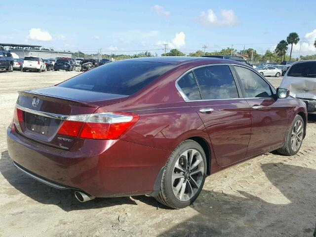 1HGCR2F53FA256090 - 2015 HONDA ACCORD BURGUNDY photo 4