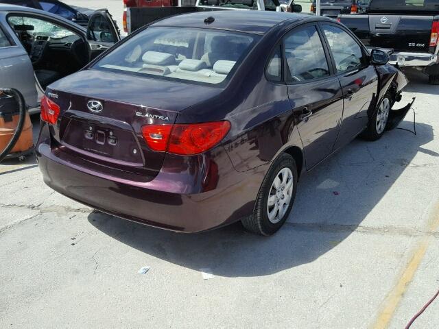 KMHDU46DX8U514655 - 2008 HYUNDAI ELANTRA GL PURPLE photo 4