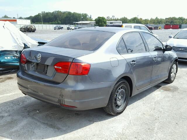 3VW2K7AJ6BM092571 - 2011 VOLKSWAGEN JETTA BASE GRAY photo 4