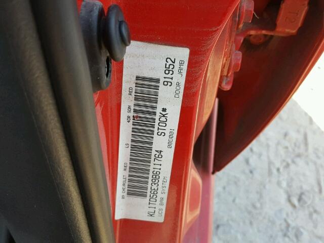 KL1TD56E39B611764 - 2009 CHEVROLET AVEO LS RED photo 10