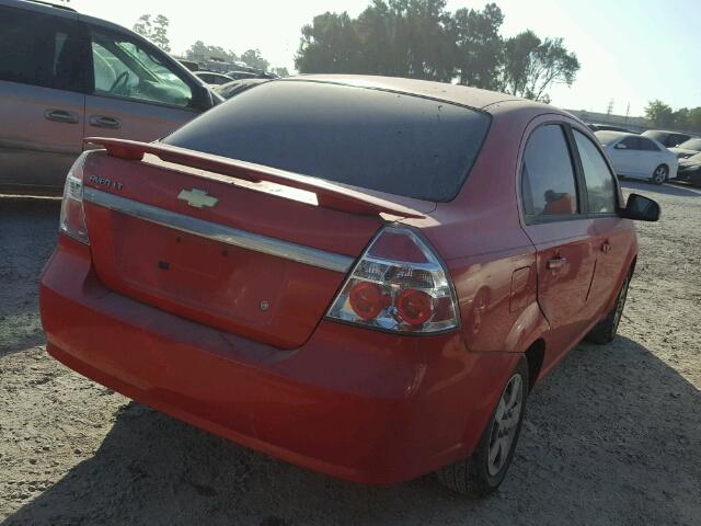 KL1TD56E39B611764 - 2009 CHEVROLET AVEO LS RED photo 4