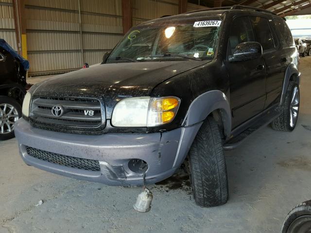 5TDZT34A32S057800 - 2002 TOYOTA SEQUOIA SR BLACK photo 2