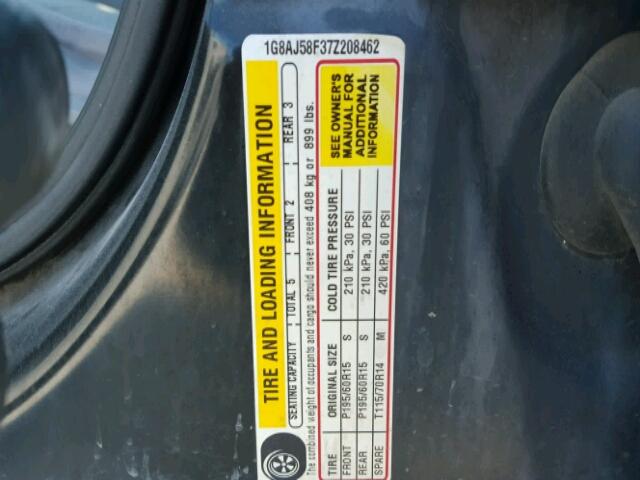 1G8AJ58F37Z208462 - 2007 SATURN ION LEVEL 银色 照片 10