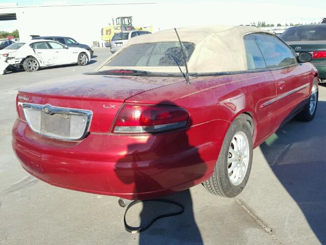 1C3EL45R42N131700 - 2002 CHRYSLER SEBRING LX RED photo 4