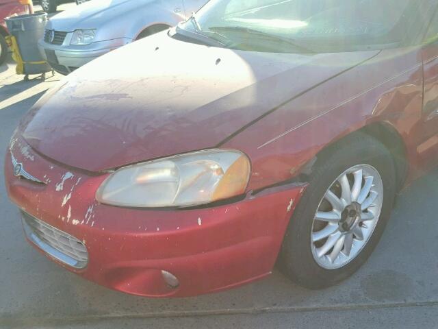 1C3EL45R42N131700 - 2002 CHRYSLER SEBRING LX RED photo 9