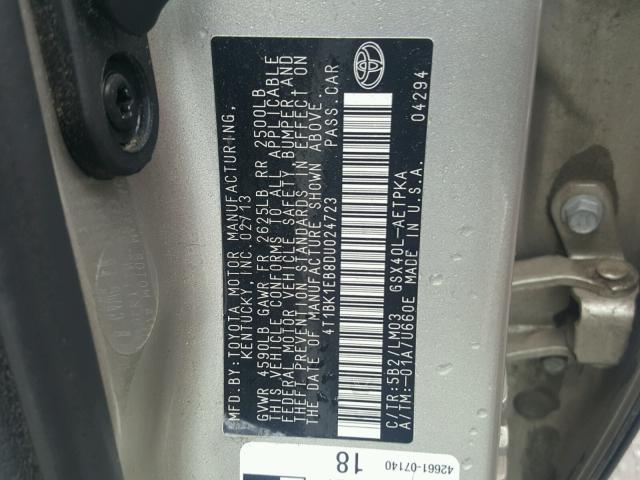 4T1BK1EB8DU024723 - 2013 TOYOTA AVALON BAS Gümüş foto 10