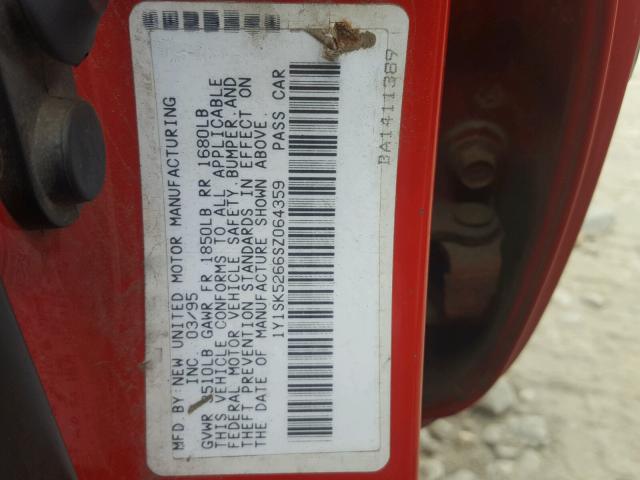 1Y1SK5266SZ064359 - 1995 GEO PRIZM BASE RED photo 10