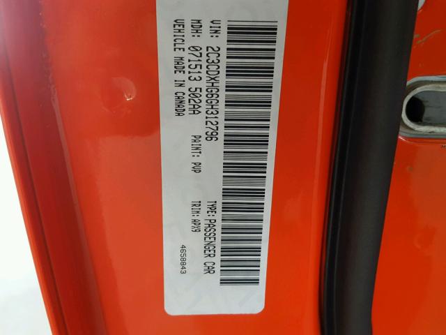 2C3CDXHG6GH312796 - 2016 DODGE CHARGER SX ORANGE photo 10