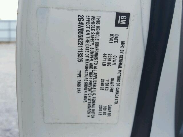 2G4WB55K221113205 - 2002 BUICK REGAL LS 白色 照片 10