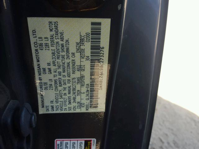 1N4BL24E98C273276 - 2008 NISSAN ALTIMA 3.5 CHARCOAL photo 10