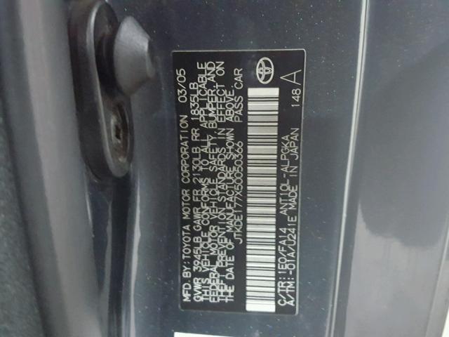 JTKDE177X50050366 - 2005 TOYOTA SCION TC 灰色 照片 10