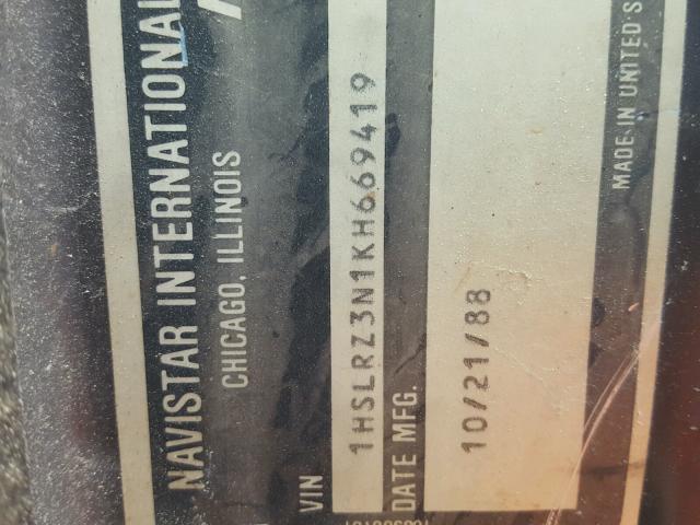 1HSLRZ3N1KH669419 - 1989 INTERNATIONAL S-SERIES 1 白色 照片 10