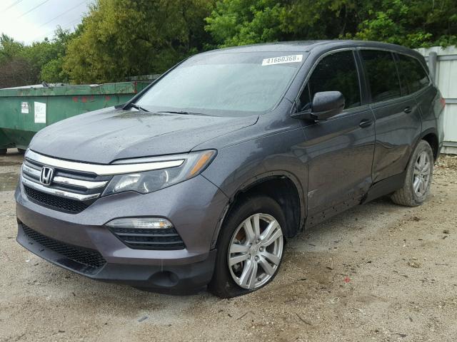 5FNYF5H1XGB036298 - 2016 HONDA PILOT LX GRAY photo 2