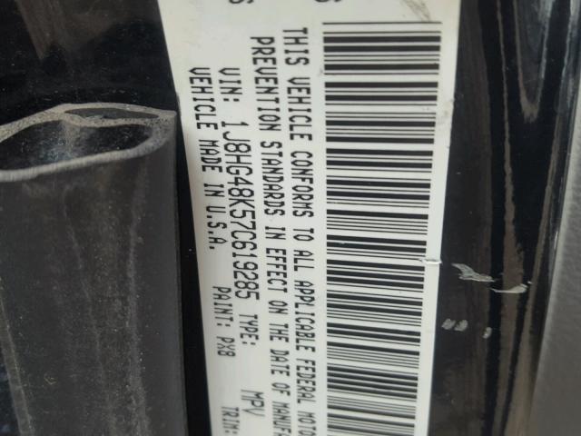 1J8HG48K57C619285 - 2007 JEEP COMMANDER BLACK photo 10