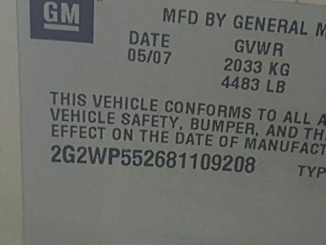 2G2WP552681109208 - 2008 PONTIAC GRAND PRIX Золотий фото 10