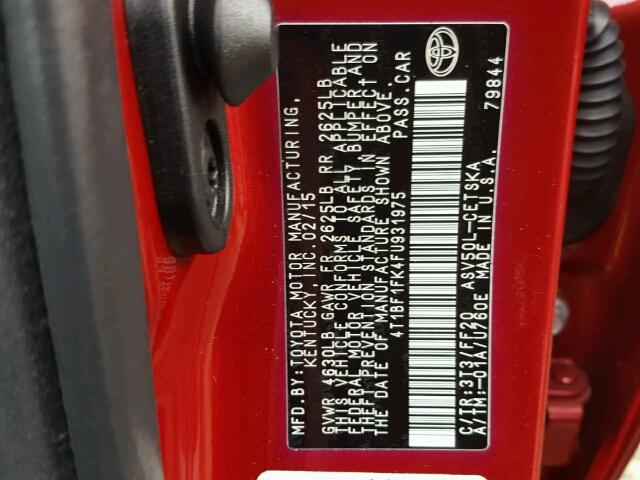 4T1BF1FK4FU931975 - 2015 TOYOTA CAMRY LE წითელი ფოტო 10