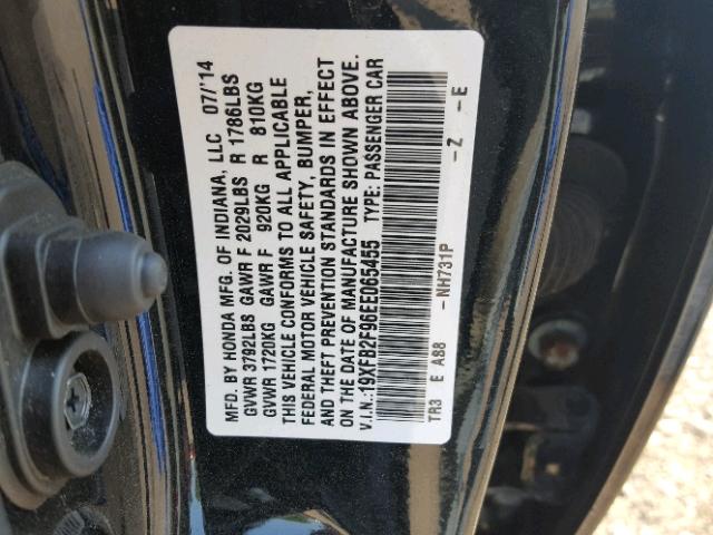 19XFB2F96EE065455 - 2014 HONDA CIVIC EXL 黑色 照片 10