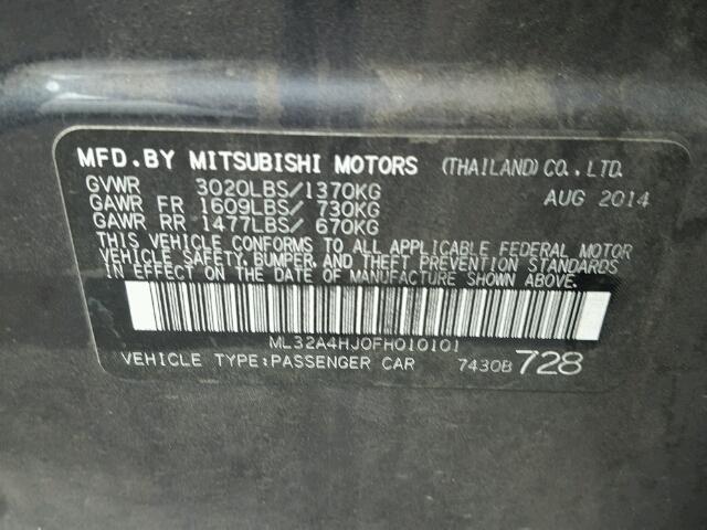 ML32A4HJ0FH010101 - 2015 MITSUBISHI MIRAGE ES CHARCOAL photo 10