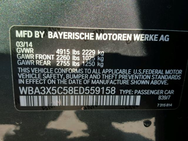 WBA3X5C58ED559158 - 2014 BMW 328 XIGT CHARCOAL photo 10