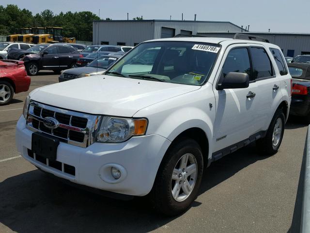 1FMCU49H98KD68562 - 2008 FORD ESCAPE HEV WHITE photo 2